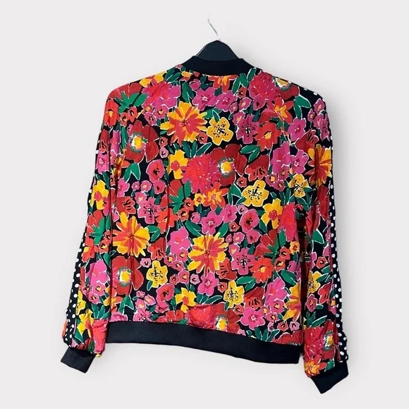 Zara bomber jacket mixed print floral polka dot new size large ladies … - Picture 4 of 13